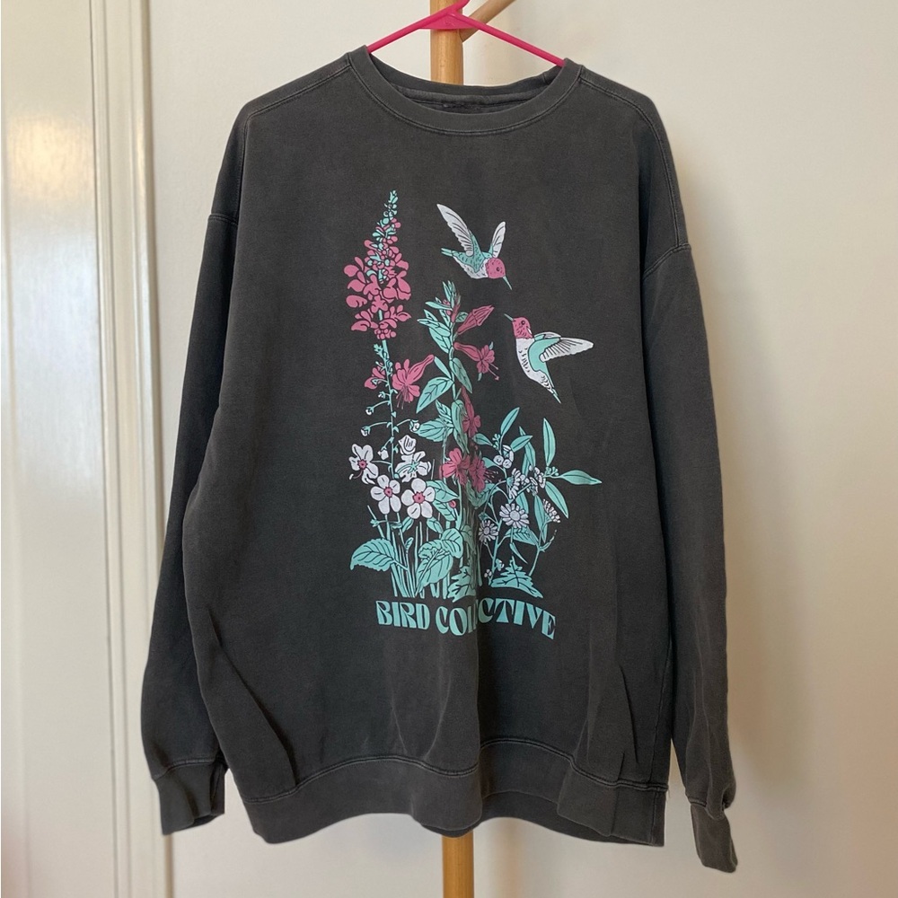 Washed black bird collective sweatshirt